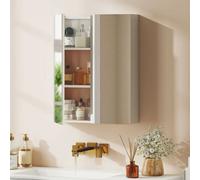 Homcom Wall Mounted Bathroom Mirror Storage Cabinet W/ Door Adjustable Shelf