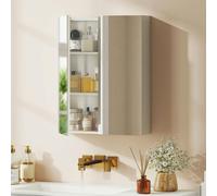 HOMCOM Wall Mounted Bathroom Mirror Storage Cabinet w/ Door Adjustable Shelf - Mirror Cabinet - 1 - 60 x 15 x 75 cm