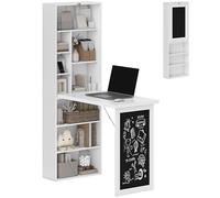 HOMCOM Wall Mounted Computer Desk Fold-Out Blackboard, White