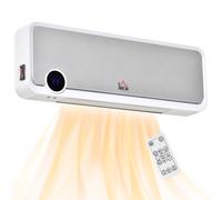 HOMCOM Wall Mounted Downflow Ceramic Heater with 12 Hour Timer, Remote, Overheat Protection for Home and Office, 1000W/2000W, White
