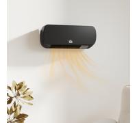 HOMCOM Wall Mounted Electric Heater with Timer Overheat Protection Black