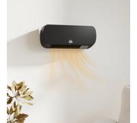 HOMCOM Wall Mounted Electric Heater with Timer Overheat Protection Black