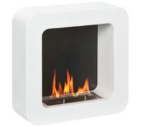 HOMCOM Wall Mounted Ethanol Fireplace, Bioethanol Heater Stove Fire with 1L Tank, 2.5 Hour Burning Time, White