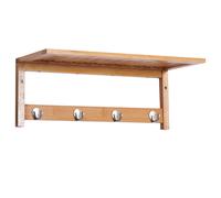 HOMCOM Wall-Mounted Coat Rack: 4 Hooks, Rail & Shelf for Hallway, Bedroom & Bathroom Storage Aosom UK