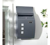 HOMCOM Wall Mounted Letter Box Mailbox with 2 Keys Nameplate Anthracite Grey HOMCOM Grey