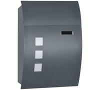HOMCOM Wall Mounted Letter Box, Weatherproof Post Box for Outside Wall, Modern Mailbox with 2 Keys, Viewing Windows and Nameplate, Anthracite Grey
