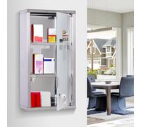 HOMCOM Wall Mounted Lockable Medicine Cabinet Stainless Steel in Silver HOMCOM Silver