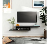 HOMCOM Wall Mounted Media Console Floating TV Stand with Shelf Black