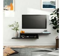 HOMCOM Wall Mounted Media Console Floating TV Stand with Shelf Black