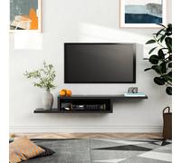 HOMCOM Wall Mounted Media Console Floating TV Stand with Shelf Black