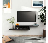 HOMCOM Wall Mounted Media Console Floating TV Stand with Shelf Black
