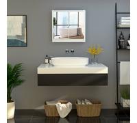 HomCom Wall-Mounted Mirror Cabinet - Bathroom Cupboard with Storage Shelf - Grey/White
