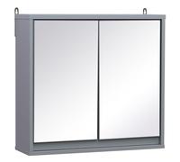 Homcom Wall Mounted Mirror Cabinet with Storage Shelf Bathroom Cupboard Double Door Grey