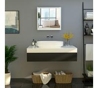 HOMCOM Wall Mounted Mirror Cabinet with Storage Shelf Bathroom Cupboard Grey - White