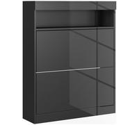 HOMCOM Wall Mounted Or Freestanding Shoe Cabinet With 2 Flip Drawers, Black, Black
