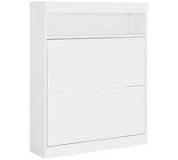 HOMCOM Wall Mounted Or Freestanding Shoe Cabinet With 2 Flip Drawers - White/Black - High Gloss White | TJ Hughes Black