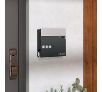 HOMCOM Wall Mounted Post Box with Viewing Window, 2 Lock, Modern Galvanised Steel Mailbox with Copper Core, Weatherproof Letterbox for Outdoor Use, Easy to Install, Charcoal Grey