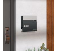 HOMCOM Wall Mounted Post Box, Weatherproof Letterbox with Lock - Charcoal grey - 37W x 10.5D x 37H cm