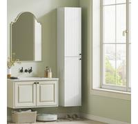 HOMCOM Wall Mounted Slim Bathroom Storage Cabinet with 6-Tier Shelf White