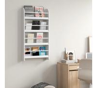 HOMCOM Wall-Mounted Standing 4 Tier Wood Book Shelf Water Resist For Home Office, White