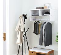HOMCOM Storage Hat Rack Hanging Coat Organizer Wall Mounted Home White, White