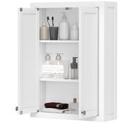 Homcom Wall Mounted Storage With Adjustable Shelves, Bathroom Wall Cabinet In White White