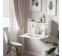 Homcom Wall Mounted Table W/ Space Saving Storage Compartments For Home Office
