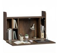 Homcom Wall Mounted Table W/ Space Saving Storage Compartments In Dark Brown Dark Brown