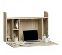 Homcom Wall Mounted Table W/ Space Saving Storage Compartments In Light Oak Light Oak