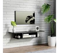 HOMCOM Wall Mounted TV Stand Entertainment Unit with Storage Shelf, Black - Black