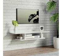 HOMCOM Wall Mounted TV Stand Entertainment Unit with Storage Shelf - White | TJ Hughes