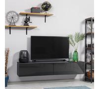 HOMCOM Wall Mounted TV Stand Unit - Black