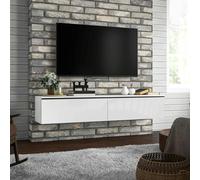 HOMCOM Floating TV Unit Stand Wall Mount Media Console with Storage Cupboards in White HOMCOM White