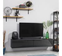 HOMCOM Wall Mounted TV Stand Unit - Black