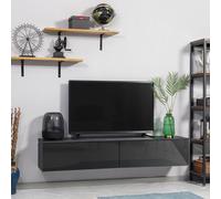 HOMCOM Wall Mounted TV Stand Unit with Storage & High Gloss Effect, Black in Grey HOMCOM Grey