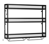 HOMCOM Wall-Mounted Wine Rack with LED Lights, Glass Holders, Black