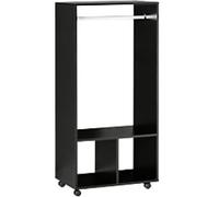 HOMCOM Wardrobe 3 Shelves Aluminium, Particle Board 40 x 60 x 128 cm Black