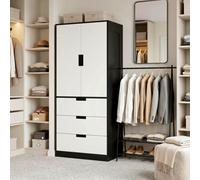 Homcom 2 Door Wardrobe With 3 Drawer And Soft Closing Hinge For Bedroom