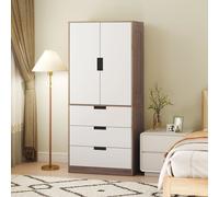 HOMCOM Wardrobe Closet with 2 Doors 3 Drawer & Clothes Hanging Rail, Brown HOMCOM Brown