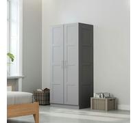 Homcom Wardrobe For Bedroom, Double Wardrobe With Hanging Rail, Grey, Grey