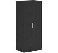 Homcom Wardrobe For Bedroom, Double Wardrobe With Hanging Rail In Black Black