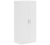 HOMCOM Wardrobe for Bedroom - Double Wardrobe with Hanging Rail - White | TJ Hughes