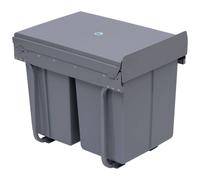 HOMCOM Pull Out Bin with Soft Close 3 Compartments 40L (1x20L+2x10L) Grey