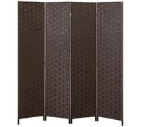 HOMCOM Wave Fibre Freestanding Folding Privacy Screen Panels, Room Divider, Dark Brown