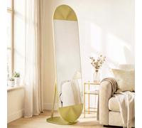 HOMCOM Wavy Full Length Mirror, 50 x 161 cm Free Standing Mirror with Metal Frame and Solid Base, for Bedroom, Living Room, Gold Tone