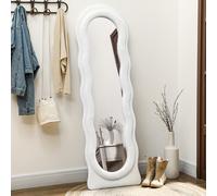 HOMCOM Wavy Velvet-Feel Full Length Mirror - White