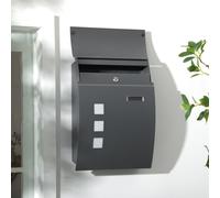 HOMCOM Weatherproof Wall Mounted Letter Box Post Box with Key Viewing Windows