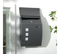 HOMCOM Wall Mounted Letter Box, Weatherproof Post Box for Outside Wall, Modern Mailbox with 2 Keys, Viewing Windows and Nameplate, Anthracite Grey