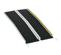 HOMCOM Wheelchair Ramp Folding Aluminium Threshold Ramp w/ Non-Skid Surface in Black | Size: Medium HOMCOM Black M