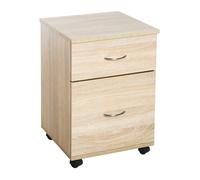 HOMCOM Pedestal Office Mobile File Cabinet 2 Drawer Wooden Storage Box W/ Wheels in Light Brown HOMCOM Light Brown